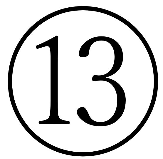Simbol koji prikazuje broj 13 u krugu